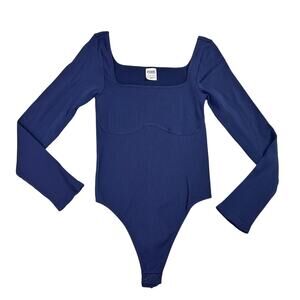 Pink Bodysuit Womens XL Seamless Rib Navy Blue Celebrity Summer Beach Vacation